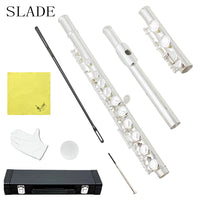 SLADE LDF-660 16-Hole C Key Silver Flute for Students and Professionals