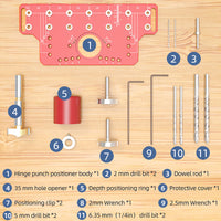 Aluminum 2-in-1 Hinge Cabinet Door Hole Puncher, Woodworking Tool, Furniture Positioning Drill Guide