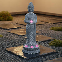 Solar Buddha Statue Weatherproof Zen Garden Decor Automatic On/deactivate