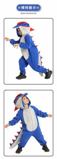 Halloween Children's Performance Costume Animal Plush Suit Double Crested Dinosaur Cosplay Costume
