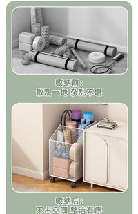 Yoga Mat Storage Basket with Wheels for Home Gym