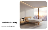 Nordic design Lowsilhouette Slatted Frame slimsilhouette Headboard Lowsilhouette Wooden Bed Frame Modern Minimalist Design Bedroom Furniture Natural Wood Look for Minimalists, Apartment Dwellers, Homeowners, Guest Room