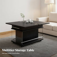 Expandable Rolling Side Table Space-Saving Rolling Utility Cart With Wheels Built-in Storage for Small Apartment Dwellers