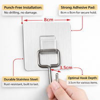 Home Key Holder for Wall with Heavy Duty Adhesive Hooks, Versatile Wall Hangers for Toilet and Washroom