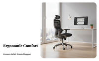 Adjustable Support Ergonomic Mesh Chair with Headrest Breathable Backrest Reclining High-Back Roller 360° Swivel Computer Seating Retractable Footrest for Students, Telecommute Workers, Gamers, Studying, Study Room, Gaming, Relaxing