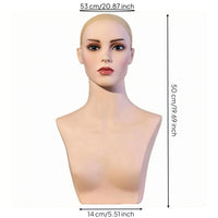 Female Hairpiece Head Bust Plain Hairpiece Display Bust Smooth Surface