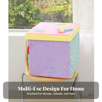 Collapsible Art-Themed Storage Cube Convenient Handles Textile Bin for Classroom