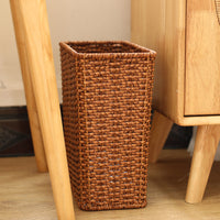 Rattan-Style Plastic Wastebasket for Living Room and Bedroom