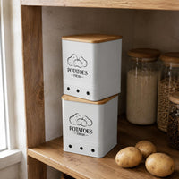 3 Pieces Square Canister Set Ventilated Wood Lid Canister Handle Cutouts Square Pantry Jar