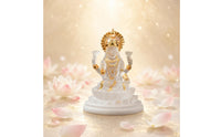 Gold Accents Resin Deity Figurine Frosted Finish Multi-Armed Deity Statue Translucent Lotus Pedestal Figurine Ornamental Design