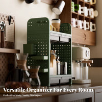 Pegboard Hutch with Drawer Large Capacity Desktop Hutch with Pegboard