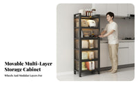 Floor Standing Microwave Stand Large Capacity Multi-Layer Kitchen Cabinet Steel Frame Kitchen Storage Cabinet for Null