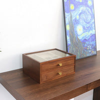 Multifunctional Walnut Wood Watch Box with Transparent Display