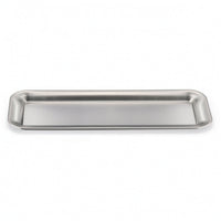 Brushed Long Serving Plate Flat Bottom Stainless Steel Plate Rolled Rim Bandeja De Servir Con Borde Alto Lightweight for Restaurants, Home Entertaining