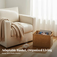 Woven Magazine Bin Large Capacity Rectangular Woven Basket Long-Lasting