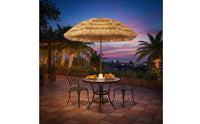 Straw-Look Sunshade Weighted Base Outdoor Shade Straight Pole
