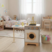 Realistic Design Wooden Kitchen Playset Interactive Features Kids Cooking Station Educational Method Inspired Inspired Toddler Kitchen Set for Toddlers, Playroom, Bedroom