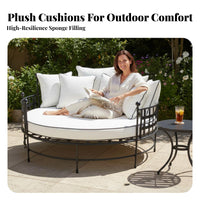 Waterresistant Circular Outdoor Daybed sun-withstandant Round shade cover Daybed Weather-withstandant Garden Sofa adaptable Design for two people, Families, Homeowners, Backyard, Deck, waterside