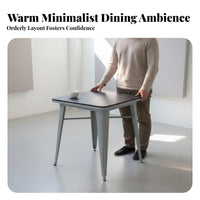 5 Pieces Industrial Dining Set Scratch Resistant Sintered Mineral Table and Chair Set Sturdy Construction Square Table Pre-assembled Style Suitable for Interior Designers Bar Commercial Spaces Modern Cafes Taverns