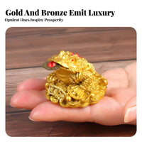 Good Fortune Gift Golden Chan Wealth Ornament Auspicious Symbol Chinese Auspicious Toad Statue Traditional Design for Business Opening, Shop
