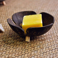 3 Pieces Coconut Shell Soap Dish Eco-Friendly Handmade Soap Tray Bathroom Accessory Decorative for Washroom