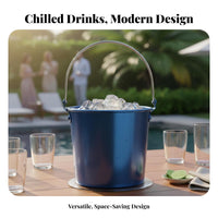 Metal Ice Container with Handle Food-Grade Portable Fried Chicken Pail Metal Ice Container Sturdy Handles Party Drink Chiller