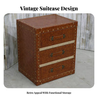 Stacked Luggage End Table Distressed Finish Nightstand Vintage Design