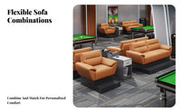 Easy to Clean Billiard Viewing Sofa Set Wear-Resistant Upholstery Billiard Room Sofa with Footrest Sturdy Base Booth Seating High-Resilience Foam for Venue Owners, Club Patrons, Lounge Guests, Pool Hall, Clubhouse