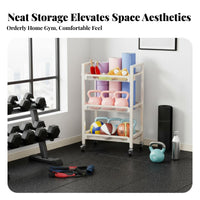 Exercise Mat and Dumbbell Holder Portable with Wheels Dumbbell and Exercise Mat Holder Home Gym Storage Rack Sturdy Duty