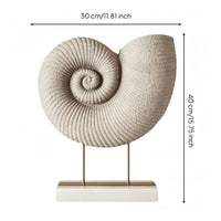 Conch Sculpture Textured Shell Statue with Stand Sea Influenced Figurine for Interior Decorators, Office Desk