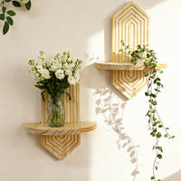 Bohemian Diamond Single-Layer Solid Wood Wall Planter Shelf