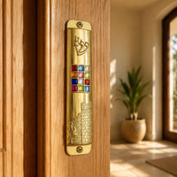 Decorative Mezuzah Door Plaque Inlaid Stones Door Frame Decoration Embossed
