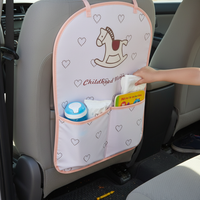 Car Backseat Organizer Kick Mat with Cute Pony Design for Kids