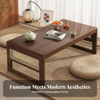 Collapsible Coffee Table Space-Saving Foldable Rattan Accent Table Multi-Purpose