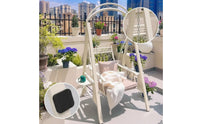 Freestanding Hanging Swing Chair with Stand Cushioned Egg Chair with Stand Weather-Resistant Furniture Sturdy for Balcony, Sunroom