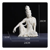 Seated Guanyin Statue Tabletop Guanyin Statue Detailed Robes for Home, Entryway