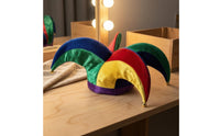 Four-Tipped Fool Hat Multicolor Patchwork Fool Hat Gold-Tone Tips Costume Accessory