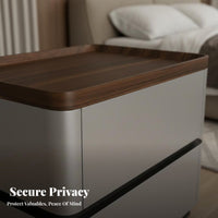 Modern Design Smart Nightstand with Combination Lock Hidden Compartment Bedside Table universal serial bus Port Bedroom Furnishing light-emitting diode mood Light for gadgetnology aficionados, Homeowners, Students, Guest Room, Small Spaces, Office