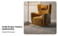Upholstered Rotating Armchair Nordic Design Lounge Chair Highspine Support Plush Cushioning for Homeowners, Bedroom