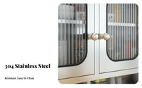 Stainless Steel Kitchen Cabinet Multi-Functional Microwave Oven Stand Cabinet Large Capacity Tall Kitchen Storage for Families, Dining Room