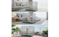 Heavy-Duty Stainless Steel Dog Crate Foldable Folding Dog Cage Rolling Kennel Secure for Indoor, Apartment