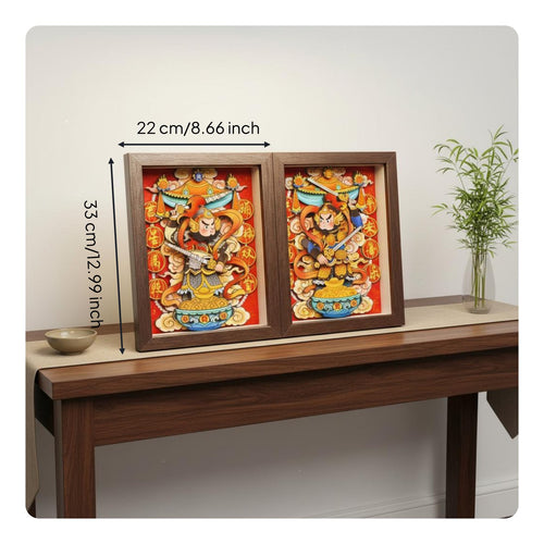Chinese Style Door God Decor New Year Gift Layered Relief Decoration Tabletop Art Frame