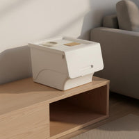 Front Opening Storage Box Large Capacity Plastic Toy Chest Stackable Storage Bin Sturdy Frame Stackable Clothes Organizer