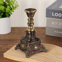 Ornate Candlestick Holder Glossy Metallic Look Single Head Candlestick Holder