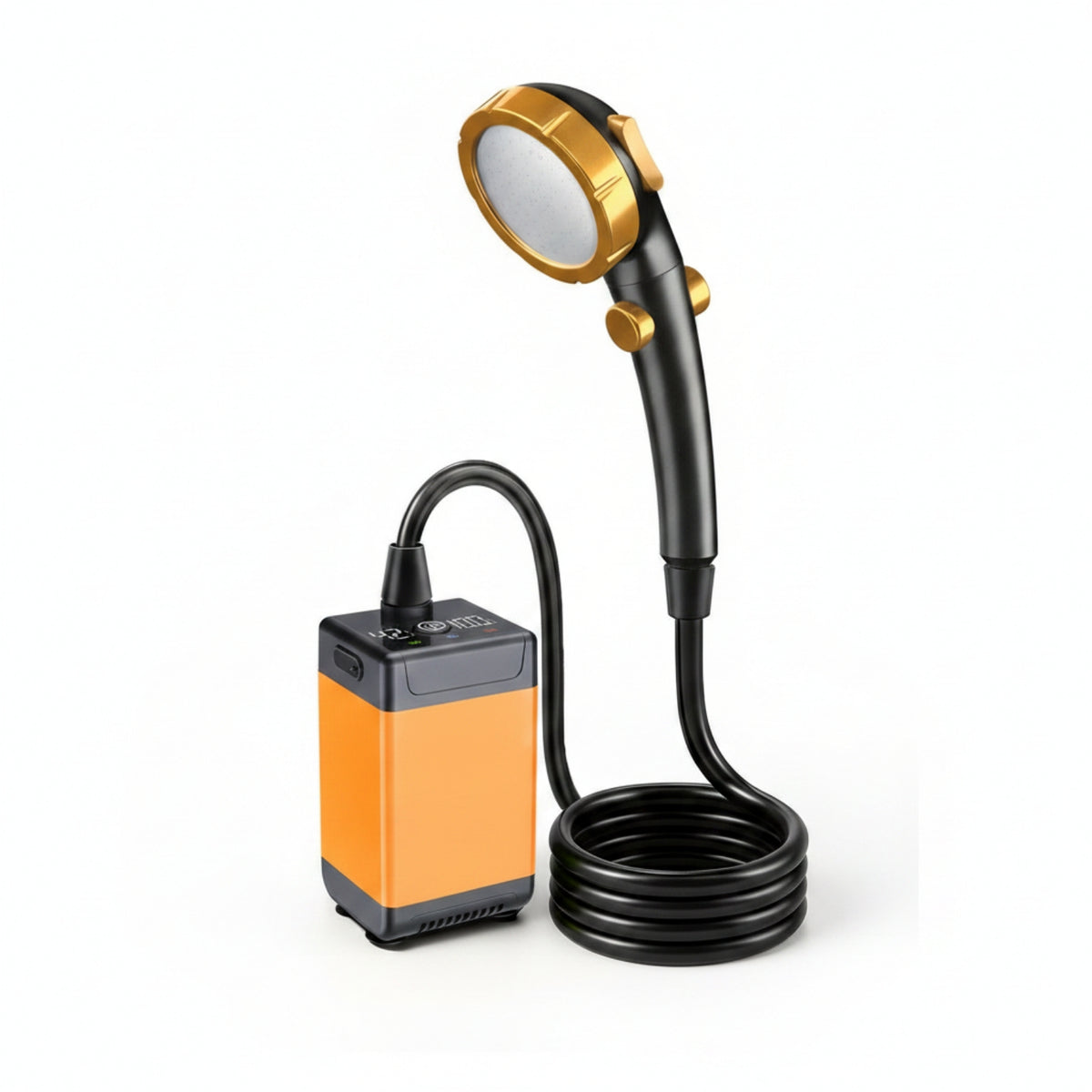 Digital Display Battery Powered Portable Shower Compact Design USB Rechargeable Shower Pump Suction Cup Mount Handheld Showerhead Hook Hanger for Backyard