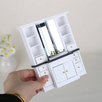 1:12 Scale Washroom Sink Vanity 1/12 Dollhouse Sink Cabinet Wooden Miniature House Decor for Collectors
