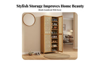 Bamboo Footwear Organizer Large Capacity Shoe Cabinet Space-saving Storage Household Furniture with Breathable Panels Suitable for Families Adults Hallway Bedroom