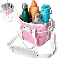 Insulated 4-Cup Drink Carrier Tote Bag with Shoulder Strap for Picnic, Lunch, Coffee, and Cold Drinks