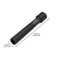 power outlet, 1/2" drive, extended length hex socket, thin wall, suitable for air powered wrenches, auto repair, sturdy duty.