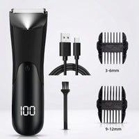 Rechargeable Body Trimmer with Guide Comb Cordless Electric Body Hair Trimmer Portable Grooming Tool with Light Compact for Men, Home, Travel